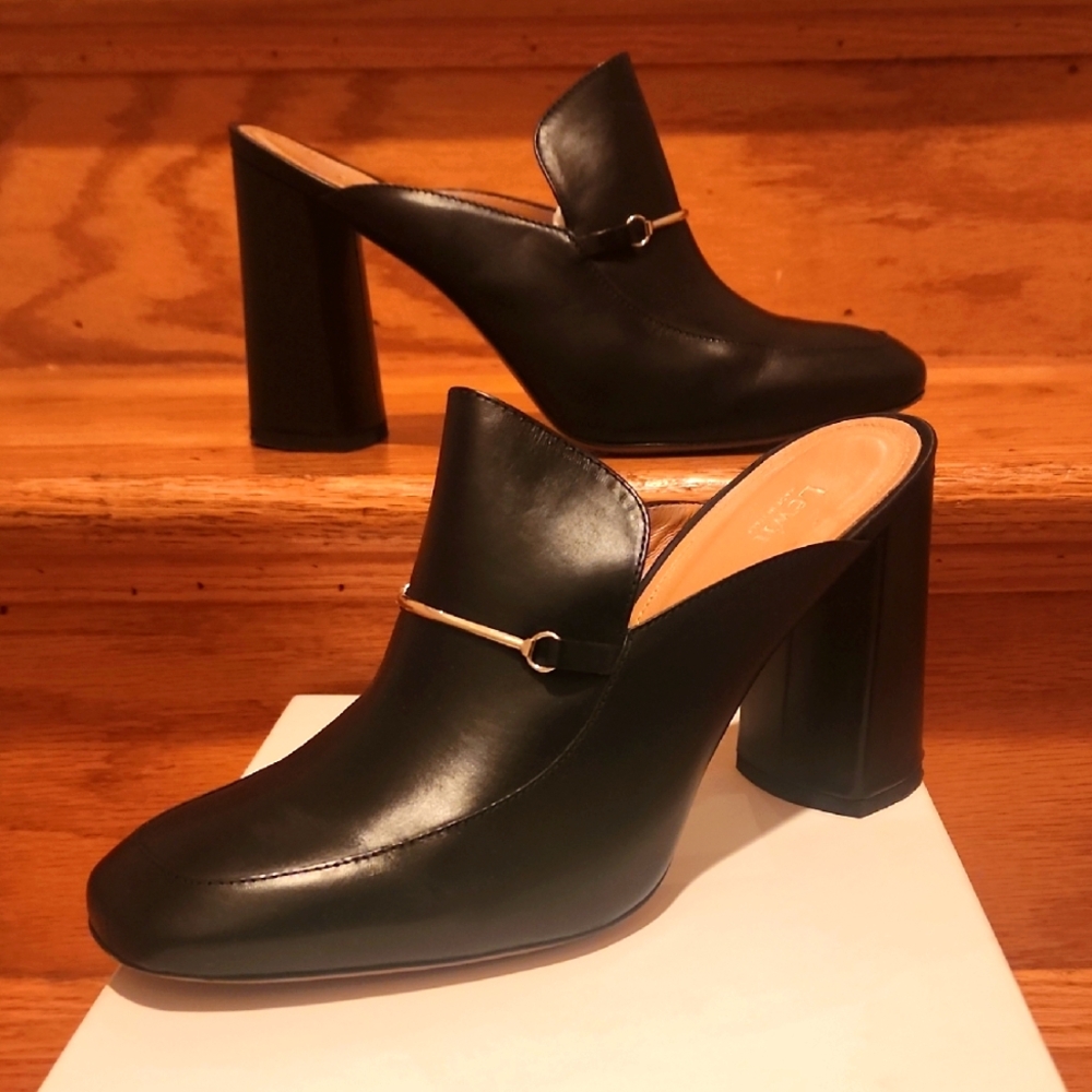 Lewit Black Leather Horsebit Mules "Lwaida-Lea" Size 10
